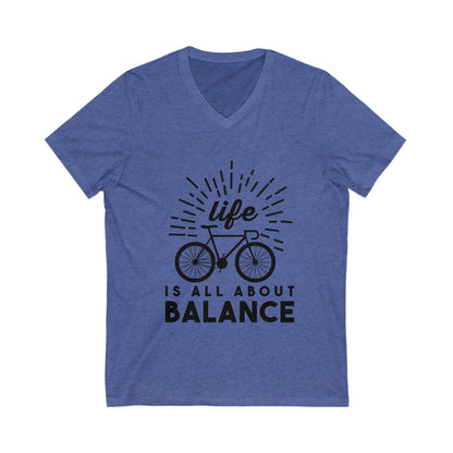 Life Is All About Balance Unisex Short Sleeve V-neck Tshirt