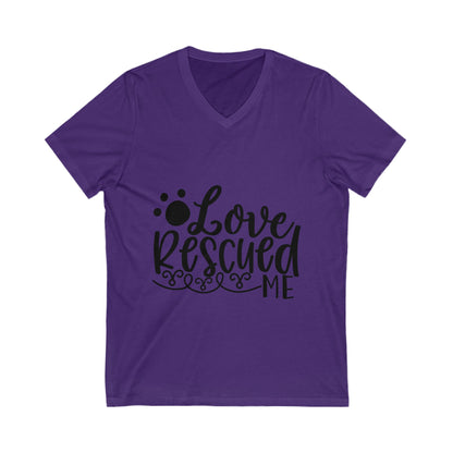 Love Rescued Me Unisex Short Sleeve V-neck Tshirt
