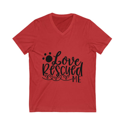 Love Rescued Me Unisex Short Sleeve V-neck Tshirt