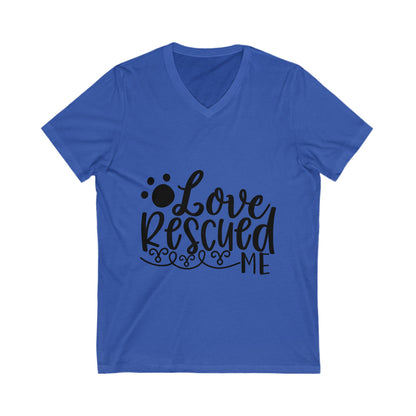 Love Rescued Me Unisex Short Sleeve V-neck Tshirt