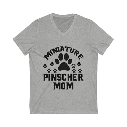 Miniature Pinscher Mom Unisex Short Sleeve V-neck Tshirt