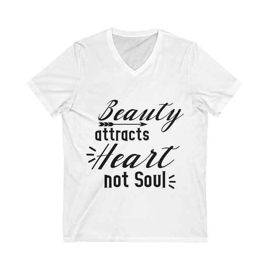 Beauty Attracts Heart V-Neck Tee for Inspirational Souls
