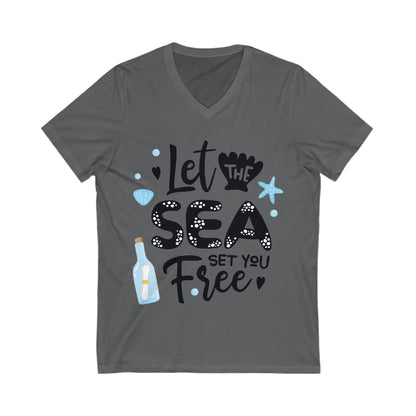 Let The Sea Set You Free Unisex Short Sleeve V-neck Tshirt
