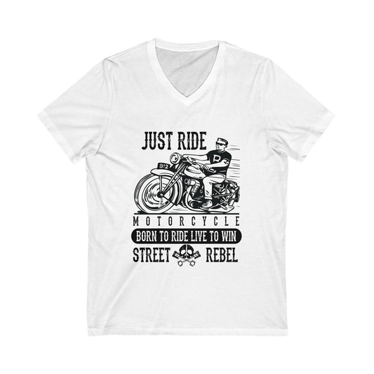 Just Ride Unisex Short Sleeve V-neck Tshirt