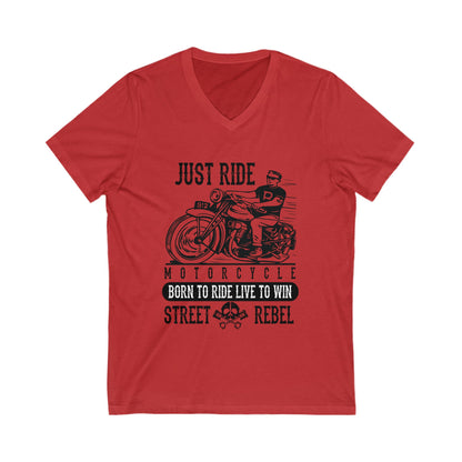Just Ride Unisex Short Sleeve V-neck Tshirt