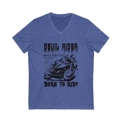 Devil Rider Unisex Short Sleeve V-neck Tshirt