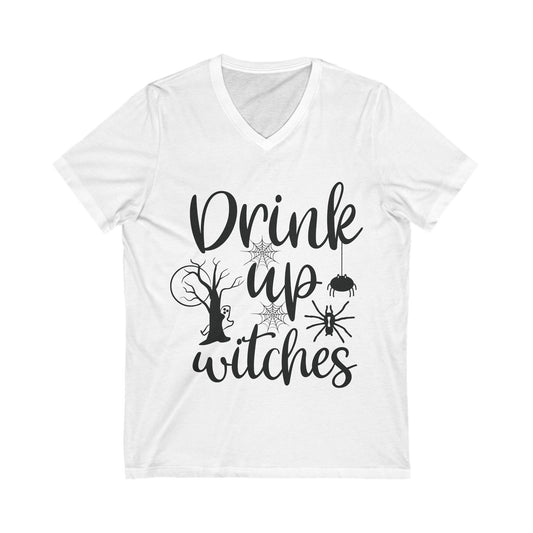 Drink Up Witches Unisex Short Sleeve V-neck Tshirt