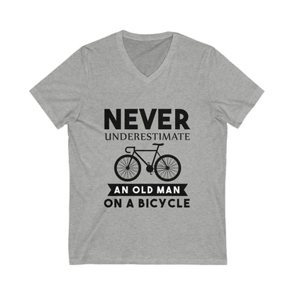 Never Underestimate An Old Man On A Bicycle Unisex Short Sleeve V-neck Tshirt