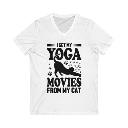 I Get My Yoga Moves From My Cat Unisex Short Sleeve V-neck Tshirt