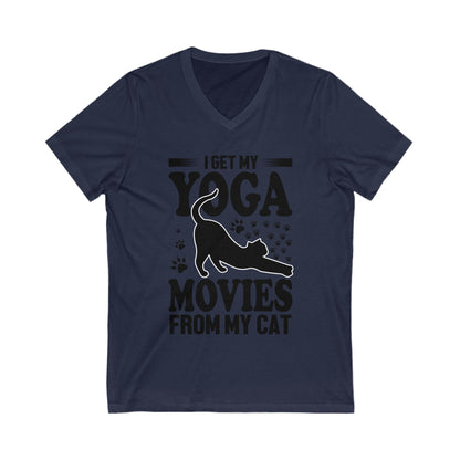 I Get My Yoga Moves From My Cat Unisex Short Sleeve V-neck Tshirt