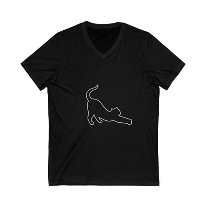 I Get My Yoga Moves From My Cat Unisex Short Sleeve V-neck Tshirt