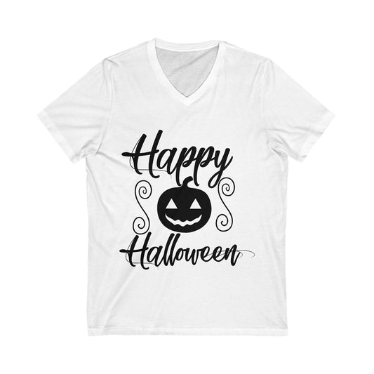 Happy Halloweeen Unisex Short Sleeve V-neck Tshirt
