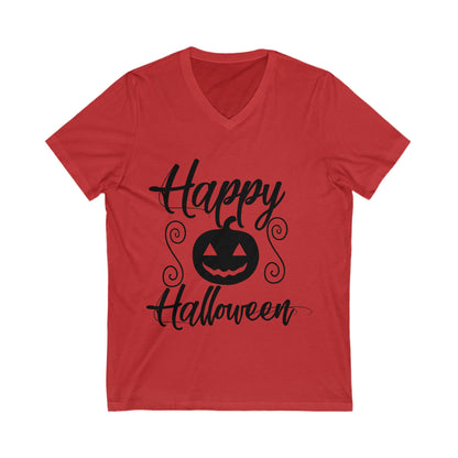 Happy Halloweeen Unisex Short Sleeve V-neck Tshirt