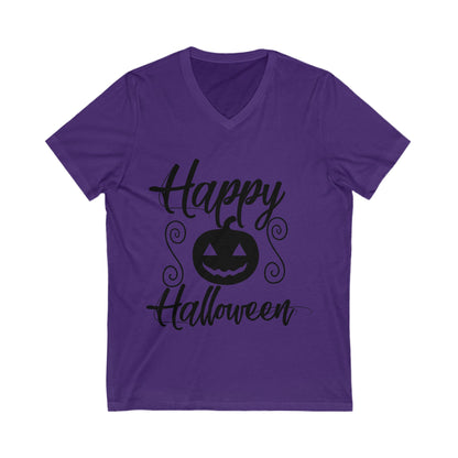 Happy Halloweeen Unisex Short Sleeve V-neck Tshirt