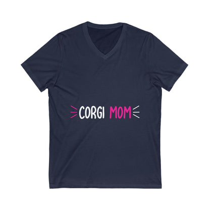 Corgi Mom Unisex Short Sleeve V-neck Tshirt