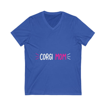 Corgi Mom Unisex Short Sleeve V-neck Tshirt
