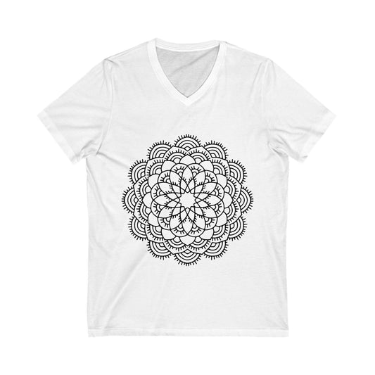 Mandala_100 Unisex Short Sleeve V-neck Tshirt