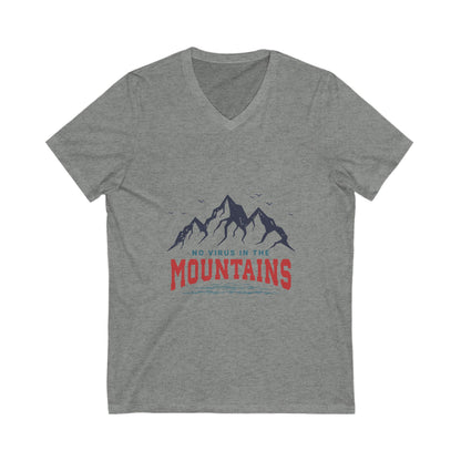 Mountains Vibe Unisex V-Neck Tee - "No Virus in the Mountains"