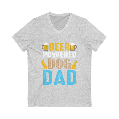 Beer Powered Dog Dad Unisex Short Sleeve V-neck Tshirt