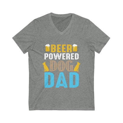 Beer Powered Dog Dad Unisex Short Sleeve V-neck Tshirt