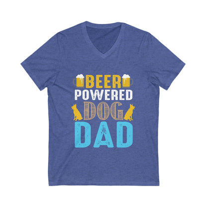 Beer Powered Dog Dad Unisex Short Sleeve V-neck Tshirt