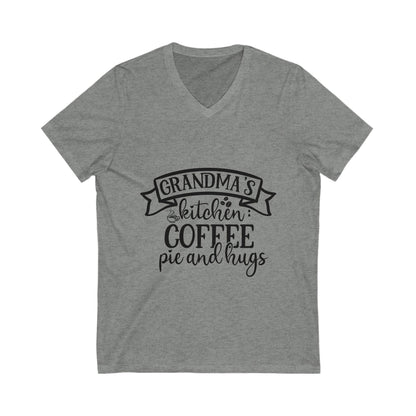Grandma'S Kitchen  Coffee, Pie And Hugs Unisex Short Sleeve V-neck Tshirt