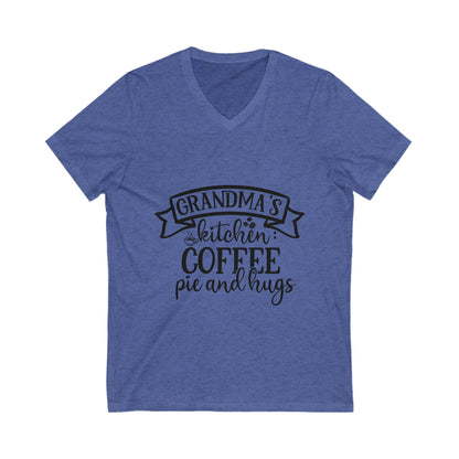 Grandma'S Kitchen  Coffee, Pie And Hugs Unisex Short Sleeve V-neck Tshirt