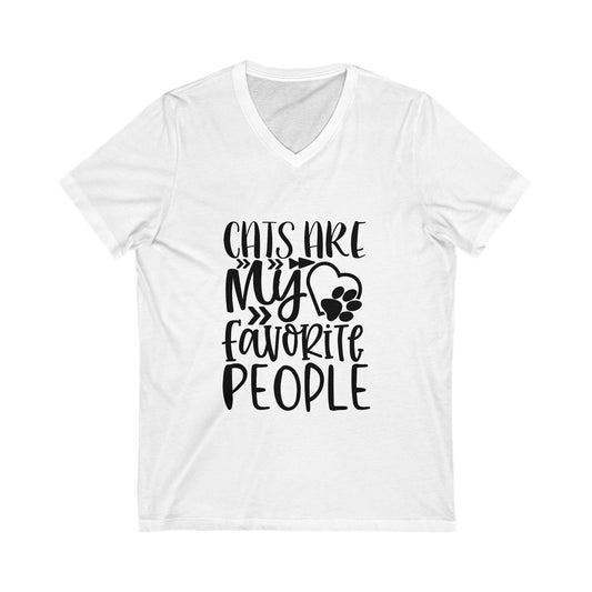 Cats Are My Favorite People Unisex Short Sleeve V-neck Tshirt