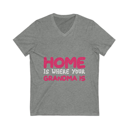 Home Is Where Your Grandma Is Unisex Short Sleeve V-neck Tshirt