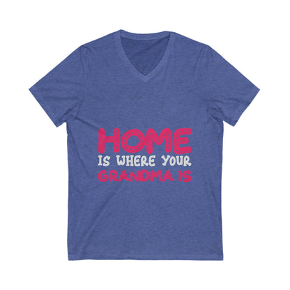 Home Is Where Your Grandma Is Unisex Short Sleeve V-neck Tshirt