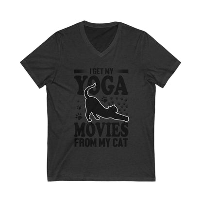 I Get My Yoga Moves From My Cat Unisex Short Sleeve V-neck Tshirt