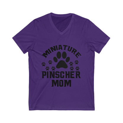 Miniature Pinscher Mom Unisex Short Sleeve V-neck Tshirt
