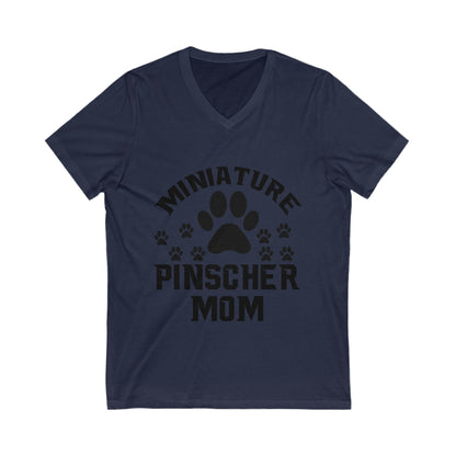 Miniature Pinscher Mom Unisex Short Sleeve V-neck Tshirt