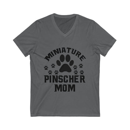 Miniature Pinscher Mom Unisex Short Sleeve V-neck Tshirt