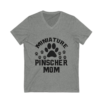 Miniature Pinscher Mom Unisex Short Sleeve V-neck Tshirt