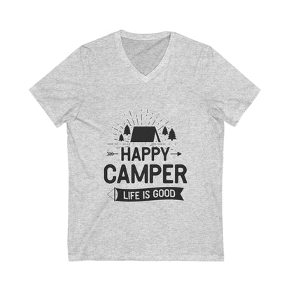 Happy Camper Unisex Short Sleeve V-neck Tshirt