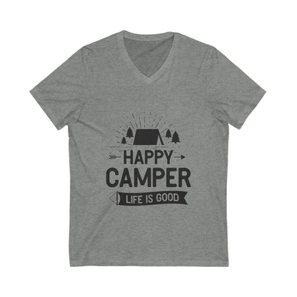 Happy Camper Unisex Short Sleeve V-neck Tshirt