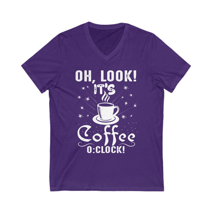 Look Its Coffee O'Clock Unisex Short Sleeve V-neck Tshirt
