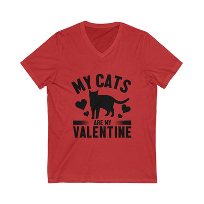 My Cats Are My Valentine Unisex Short Sleeve V-neck Tshirt