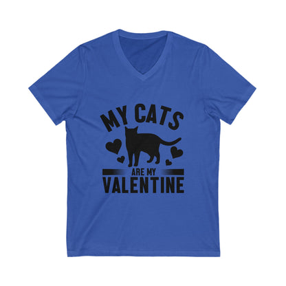 My Cats Are My Valentine Unisex Short Sleeve V-neck Tshirt