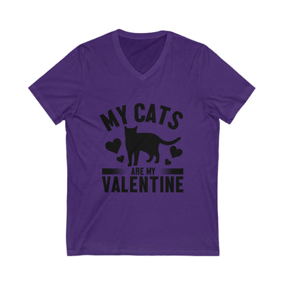 My Cats Are My Valentine Unisex Short Sleeve V-neck Tshirt