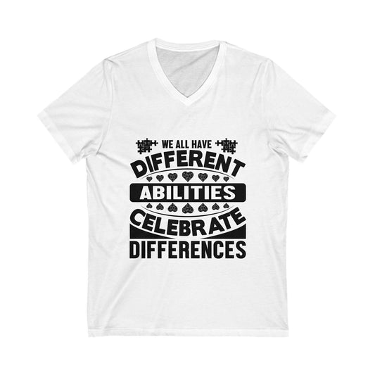 Celebrate Differences Unisex Short Sleeve V-neck Tshirt