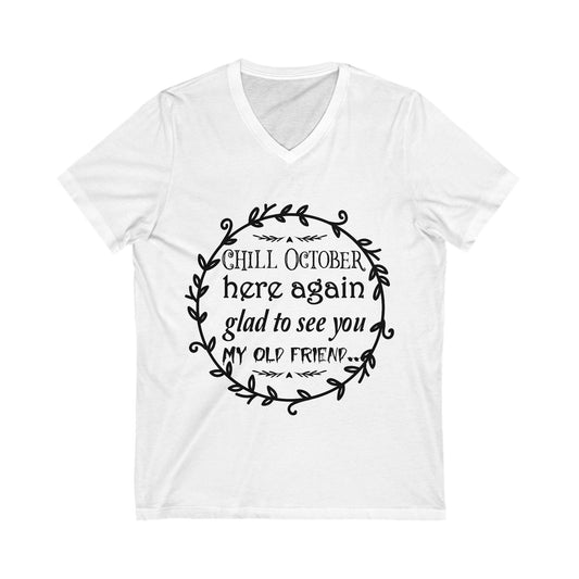 Chill October Here Again Unisex Short Sleeve V-neck Tshirt