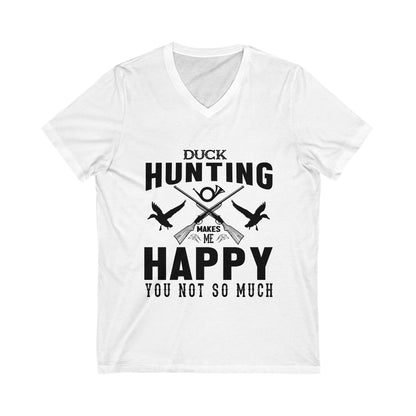 Duck Hunting Makes Me Happy Unisex Short Sleeve V-neck Tshirt