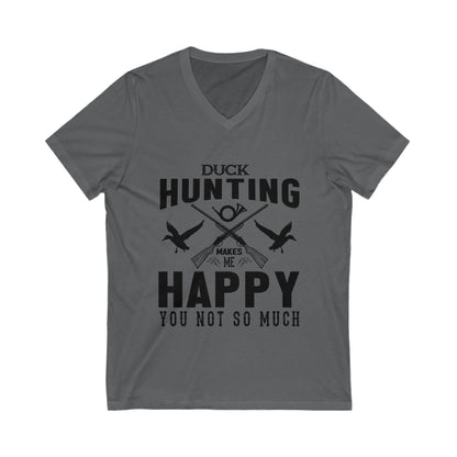 Duck Hunting Makes Me Happy Unisex Short Sleeve V-neck Tshirt