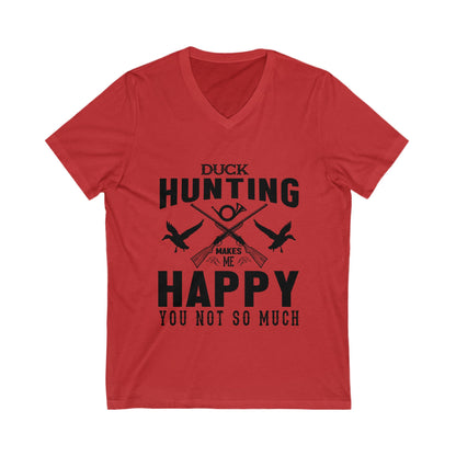 Duck Hunting Makes Me Happy Unisex Short Sleeve V-neck Tshirt