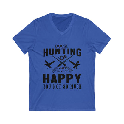 Duck Hunting Makes Me Happy Unisex Short Sleeve V-neck Tshirt