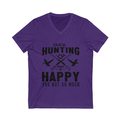 Duck Hunting Makes Me Happy Unisex Short Sleeve V-neck Tshirt