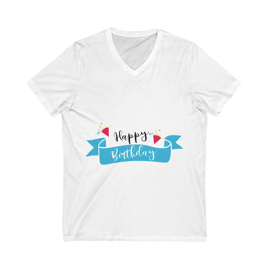Happy Birthday Unisex Short Sleeve V-neck Tshirt