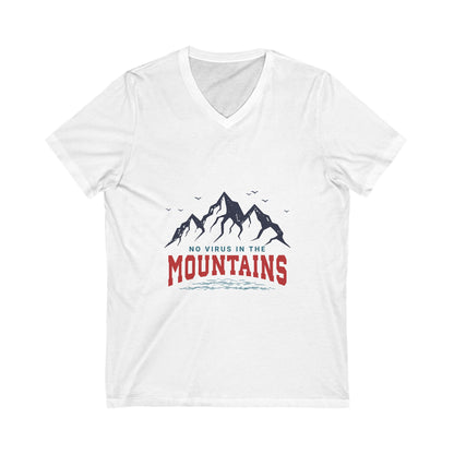 Mountains Vibe Unisex V-Neck Tee - "No Virus in the Mountains"